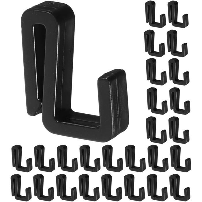 40 pièces crochets S plastique noir 2mm - attache guirlande extérieure robuste - crochet pour gouttière et pergola sans perçage - fi