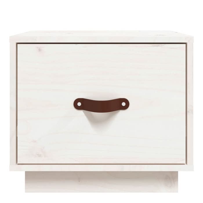 Cabinet de Lit Moderne Blanc Table de chevet/nuit avec rangement Blanc 40x34x35 cm Bois de pin solide CC3280