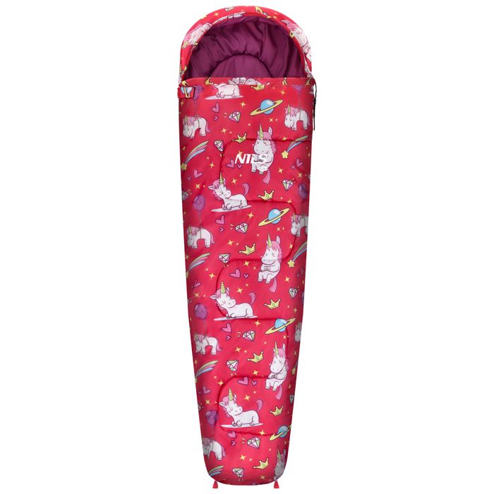 Sac de couchage enfant - NILS CAMP - NC3201 UNICORNS - Motif licornes - Garnissage 250 g/m² - Sac à dos intégré