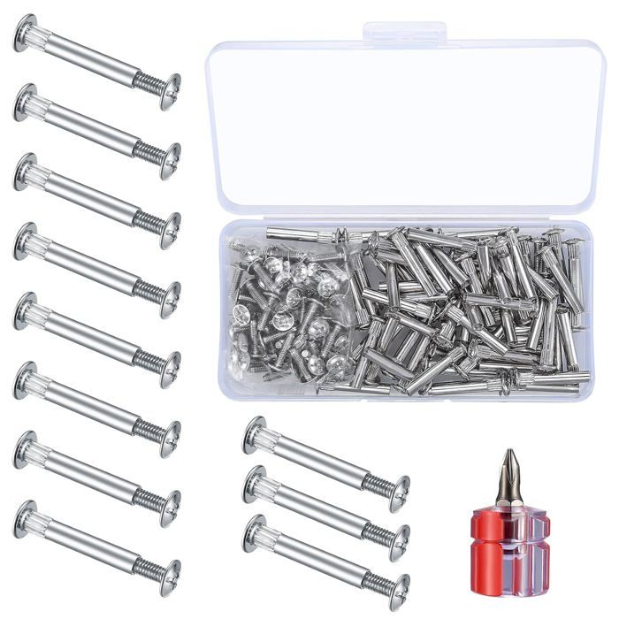 130 Pièces M4 Vis de Connexion (65 x Vis de Raccordement pour Meubles 65 x Vis à Manchon) Vis de Connecteur dAssemblage