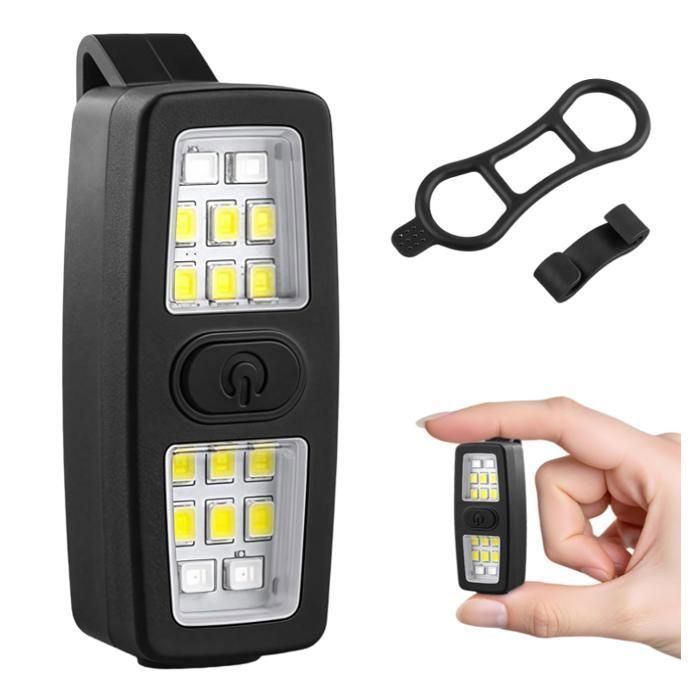 Lampe Torche à Clip lumière de Course à Clip Lampe de Course à Clip LED réfléchissante Rechargeable USB 7 Modes déclairage.