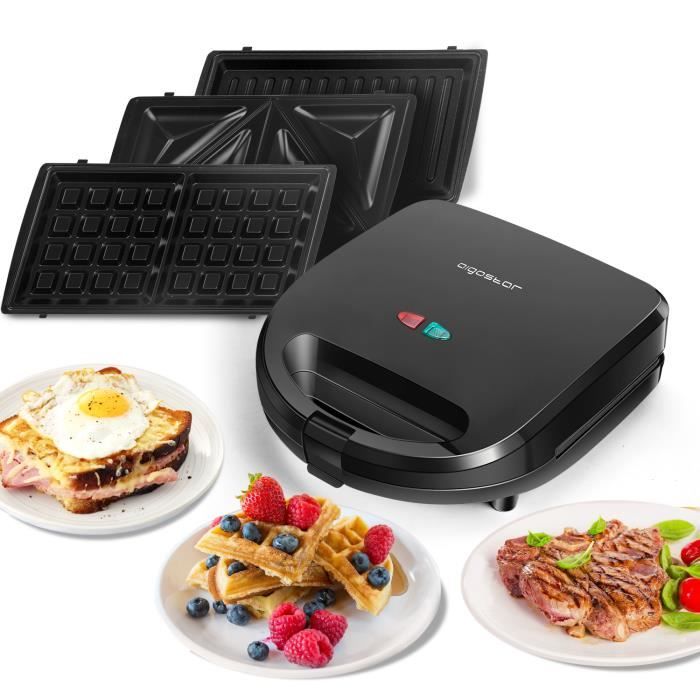 Aigostar Rubik - 3 en 1 : Grill, gaufres et sandwichs. Antiadhésif et cuisson double face. Design exclusif.