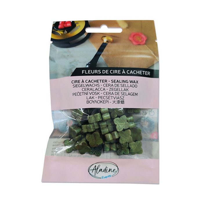 Perles De Cire Aladine Vert Olive - 60 Unités Pour Sceaux Cachet Lettres