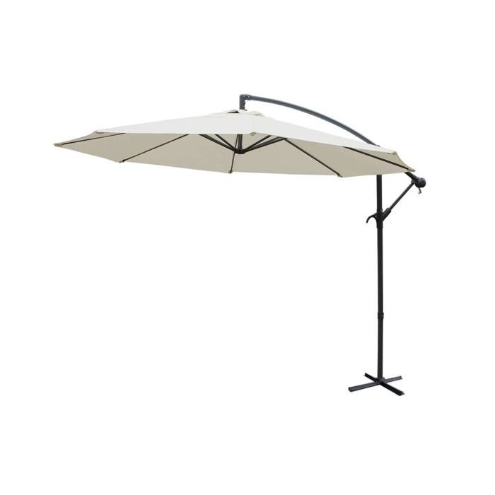 Parasol déporté rond Ø300cm - Hardelot - Ecru - Manivelle anti-retour | Toile déperlante | Facile à utiliser