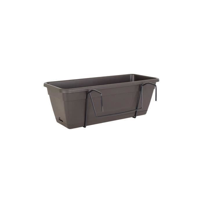 Jardinière balcon avec réserve deau VENEZIA - Plastique - Gris anthracite - Rectangulaire - 49 x 195 x 166 cm - ARTEVASI