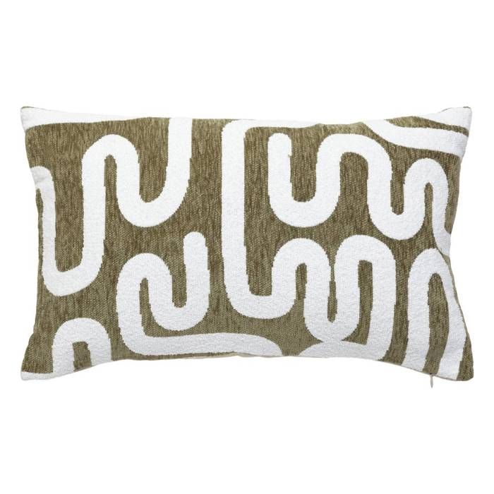 Housse de coussin Jeni chenille vert kaki 50x30cm - Atmosphera Créateur dintérieur