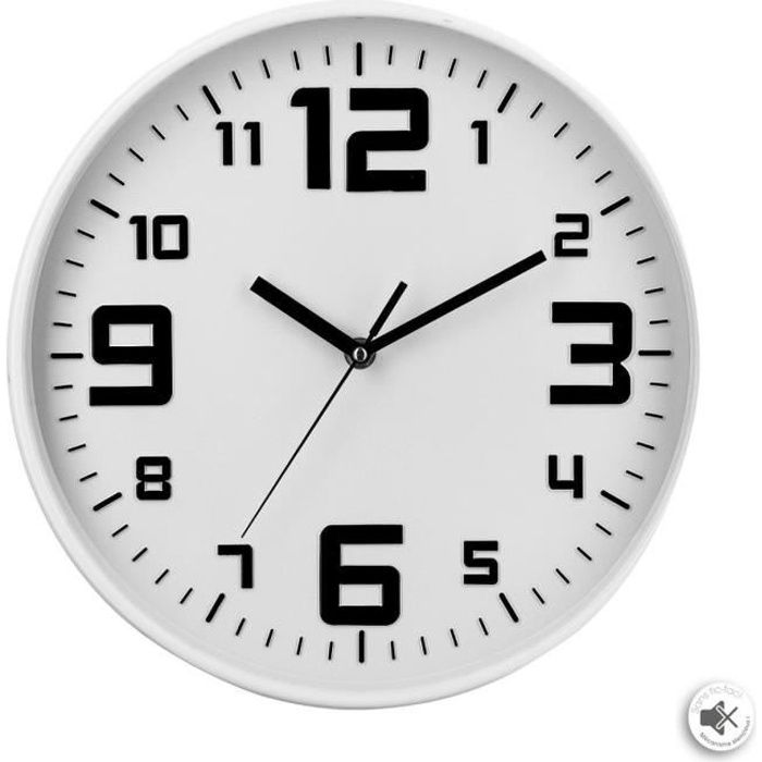Perfect Horloge Analogique bien lisible Silencieux Blanc Ø 28 cm 