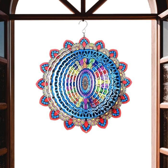 Mobile Vent Rotatif Acier Inox Mobile à Vent Rotatif CENPEK En Acier Inoxydable - Décoration 3D Pour Jardin Ou Intérieur - Diamètre 30cm Moulin à Vent Acier Inox