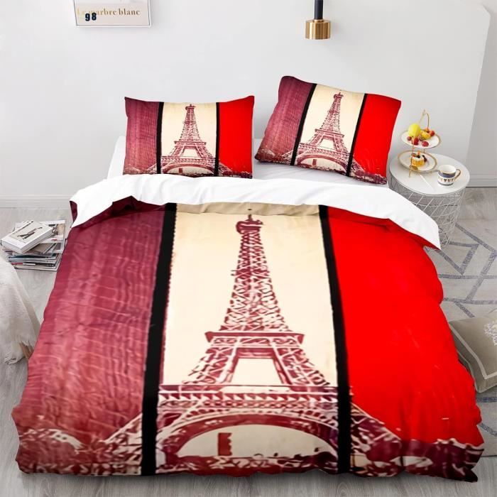 Housse De Couette 140x200cm Motif Tropical - Microfibre Réversible Avec Taie