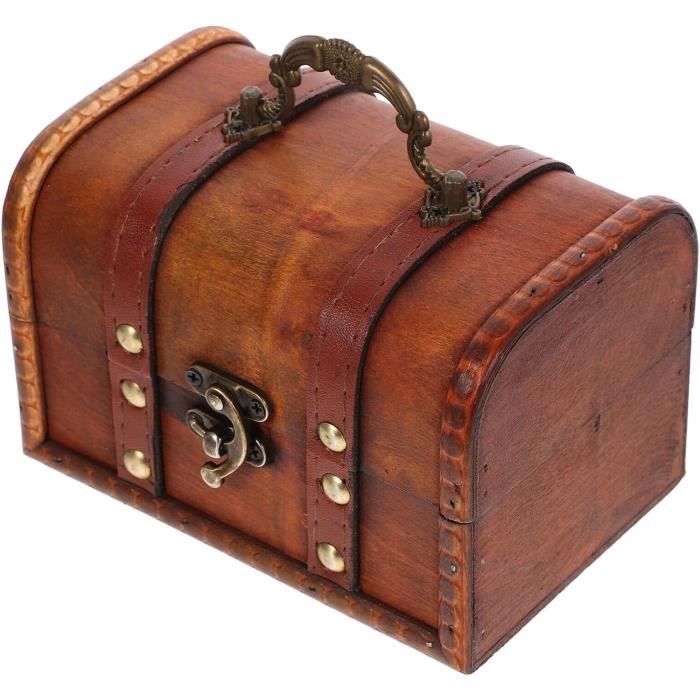 Boîte Au Trésor En Bois Vintage – Coffret Rangement Décoratif Avec Serrure, Dimensions ~26x15x12cm, Style Rétro Pour Bijoux Ou Souvenirs