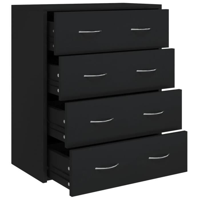 Buffet bas - MARQUE - 4 tiroirs - Noir - 60x305x71 cm