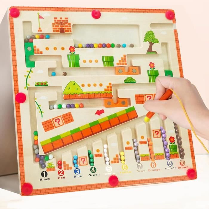 Labyrinthe Magnétique Goki – Thème Espace – 21 X 21 Cm – En Bois – Dès 3 Ans – Jeu De Motricité