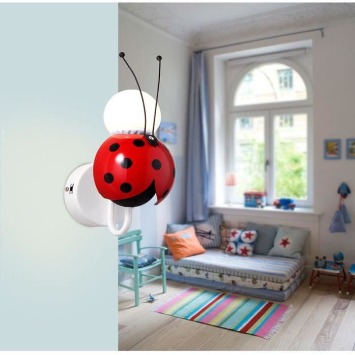 Applique Lampe Murale D Enfant Chambre Bebe Avec Animal De Cartoon Mur De Feu Moderne Decoration Maison Coccinelle Cdiscount Maison