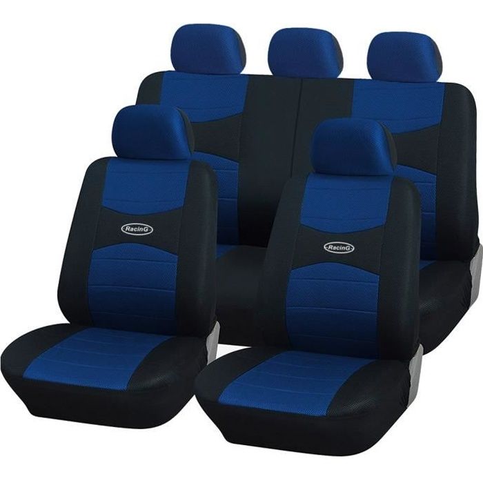 Housses de siège universelle avec housses de volant et ceinture - bleu ciel