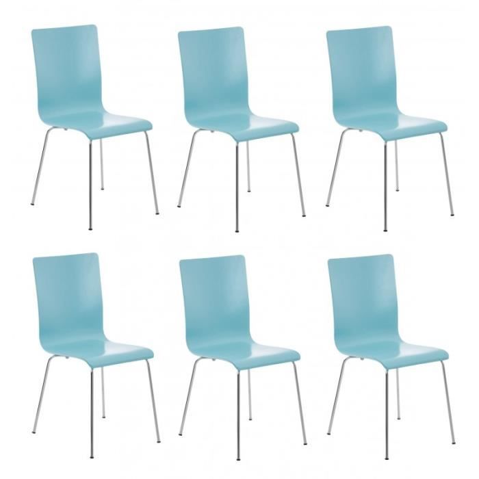 Lot De 6 Chaises De Cuisine En Bois Bleu Et Métal Cds10264