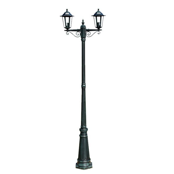 Lampadaire extérieur double vert 215 cm luminaire décoration 2402082