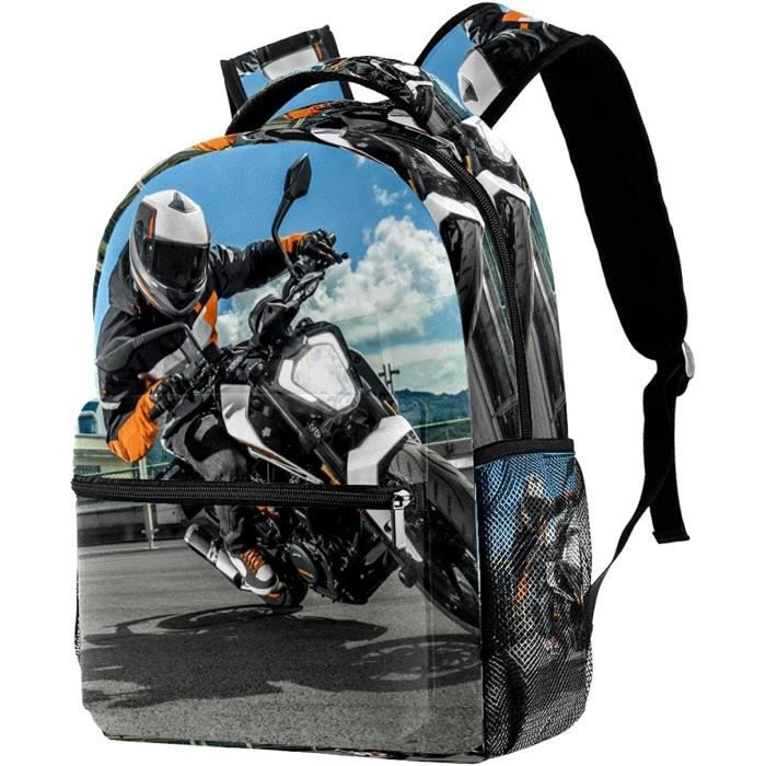 Sac à Dos Enfant 17 Pouces Motocross 3D - Ergonomique, Spacieux, Pour école, Randonnée, Mode Décontractée