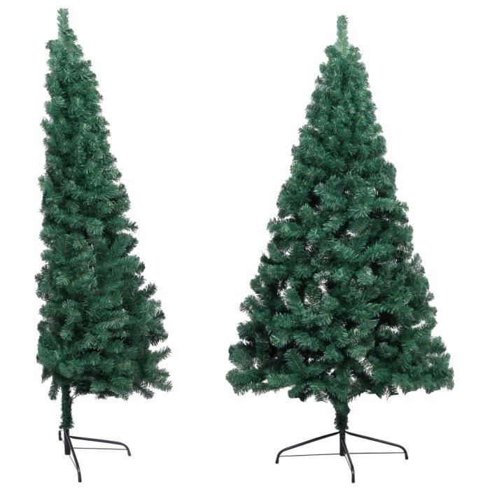 ZHG MODE&CHIC Sapin de Noël artificiel moitié avec support Vert 210 cm