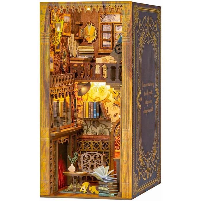 DIY Book Nook Kit – Maison de poupée Miniature en Bois avec Meubles et  lumière LED, Puzzle 3D en Bois, Serre-Livres d'art, Kit de Construction  pour Les Personnes de Plus de 14