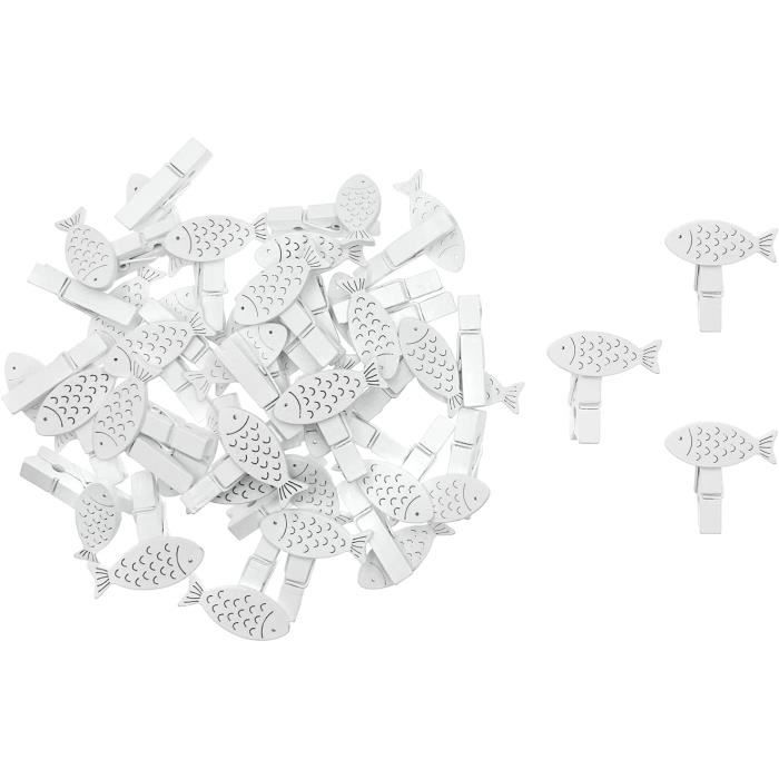 Lot De Serviettes Et Décos Baptême SUPJADE – Motif Poisson Vert Eucalyptus – 40 Serviettes 33x33 Cm + 60 Poissons En Bois