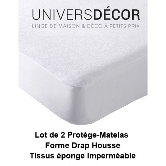 Lot de 2 Protèges matelas imperméable absorbant et anti-acariens 160 x 200 cm Lot de 2 Protèges matelas imperméable absorbant et anti-acariens 160 x 200 cm