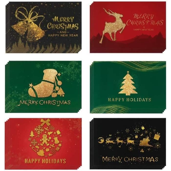 Acheter 1 ensemble de cartes de vœux de noël avec enveloppes autocollantes,  carte de joyeux noël de Style Vintage pour cadeaux de noël festifs