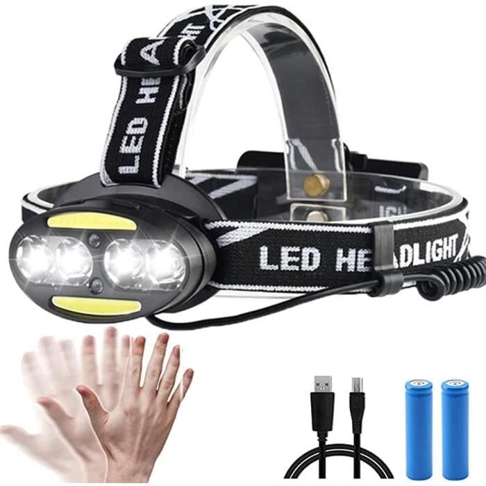 Lampe Frontale LED Ultra Puissante 120000 Lumens Rechargeable - Capteur Mouvement, Zoom, 9000mAh Pour Camping Randonnée