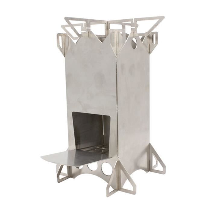 Poêle Pliant En Acier Inoxydable Pour Camping – Petit Format, Sac De Transport Inclus, Idéal Pour Randonnée