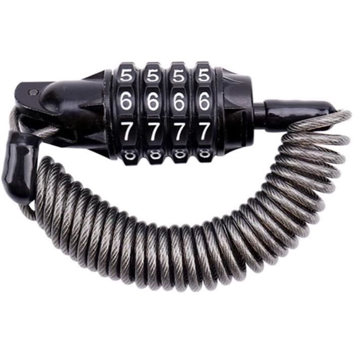 CSPARKV Cadenas à Câble Rétractable, Cadenas à Combinaison Numérique avec 41 cm Câble pour Moto Vélo Snowboard Skis Valises, Noir