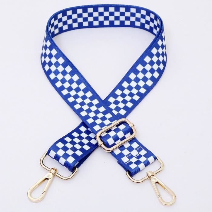Sangle De Sac à Main En Cuir PU Ajustable 70cm - Remplacement Bretelle Avec Fermoir Or/Bleu