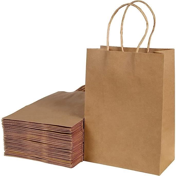 30pcs sacs-cadeaux, 21 x 15 x 8 cm sac en papier kraft sac d'emballage festival de fête de mariage adapté