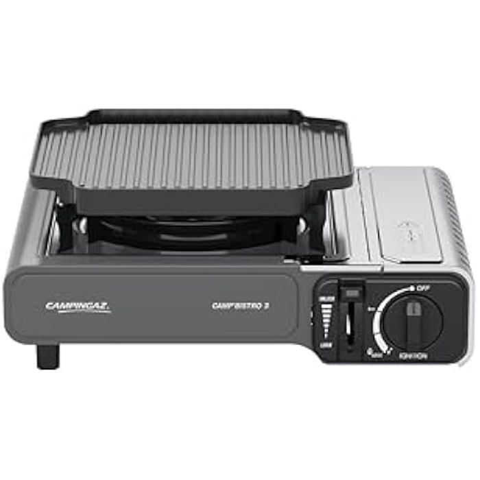 Réchaud De Camping Camplux JK-8620-DE 2 Feux - 2400W Compact Avec Couvercle Et Pare-Brise, Gaz Portable