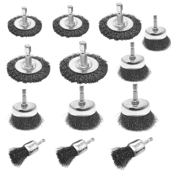 Lot De 10 Brosses Métalliques Cloche Pour Mini Perceuse Type Dremel - Acier - Neuf