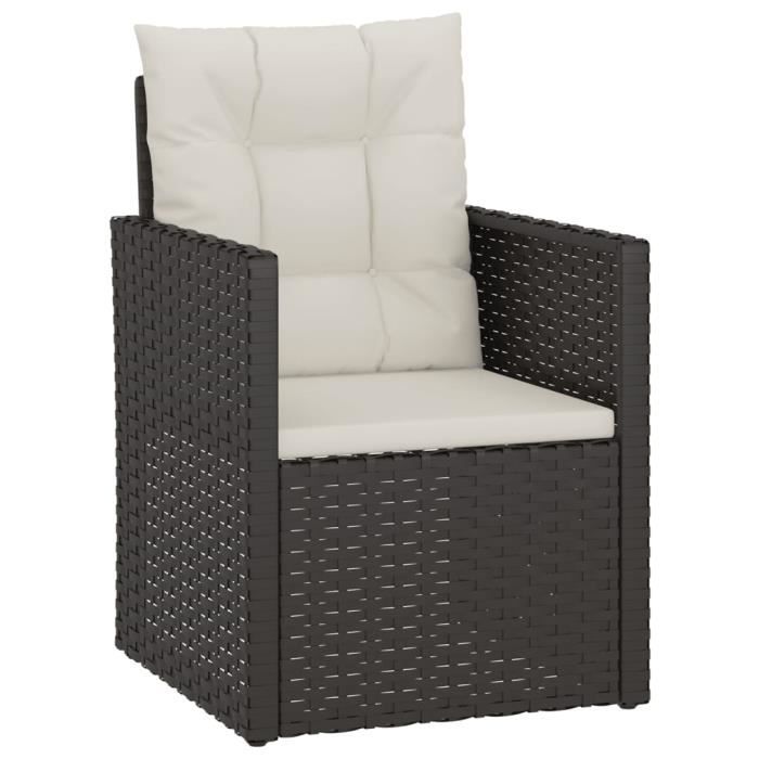 Fauteuil de jardin - CUQUE - CN016 - Noir - Résine tressée - Coussins confortables