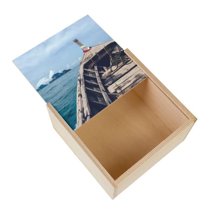 Boîte De Rangement Thaïlandaise Décorative En Bois Massif – Fabriquée à La Main – 29 Cm