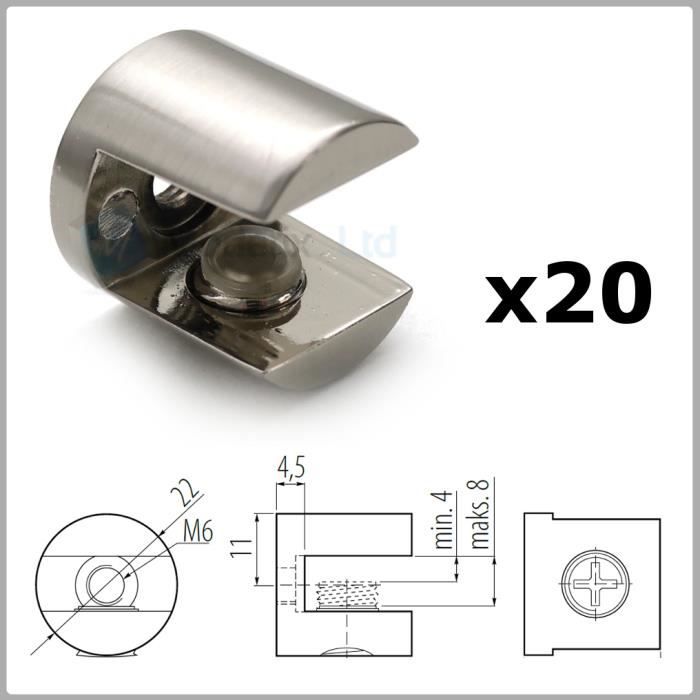 Pince à Verre Murale Avec Vis - Support D'étagère En Inox, Multi-usage, 6,6 X 6,5 X 2,5 Cm, Argent