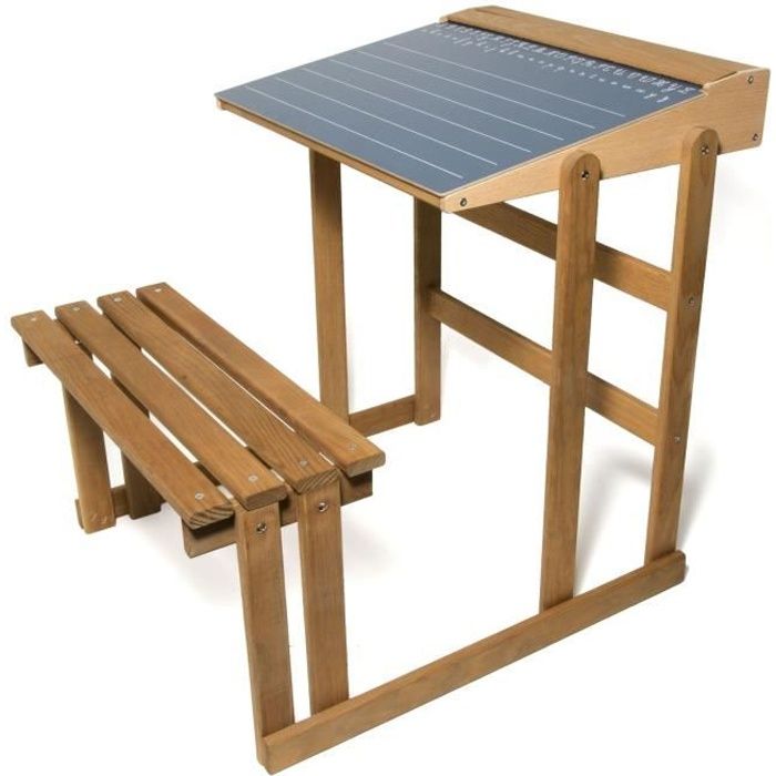 jeujura bureau d'ecolier en bois - teinté chêne hauteur 60 cms