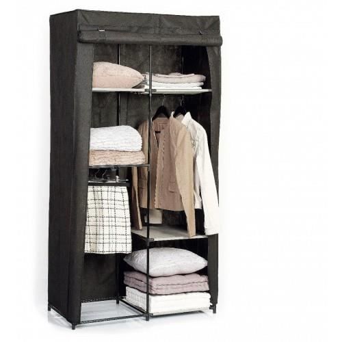 Armoire 3 Etageres Et Penderie Noire Achat Vente Armoire De