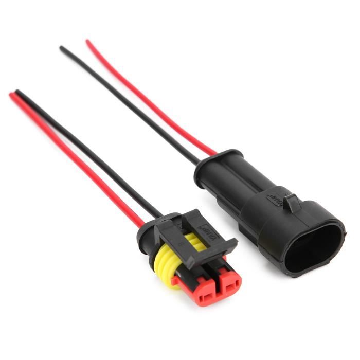 Connecteur de fil électrique étanche à 3 broches - 1,5 mm - Rétractable -  Verrouillage rapide - Pour réparation de carrosserie, moto, voiture, camion
