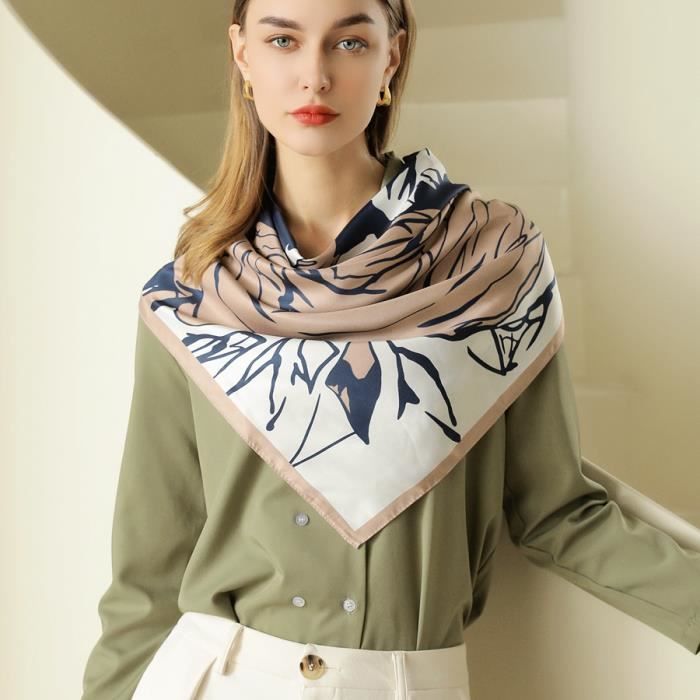 Foulard Rectangulaire Bleu Foncé 110x170 Cm - Soie Artificielle/viscose - Neuf