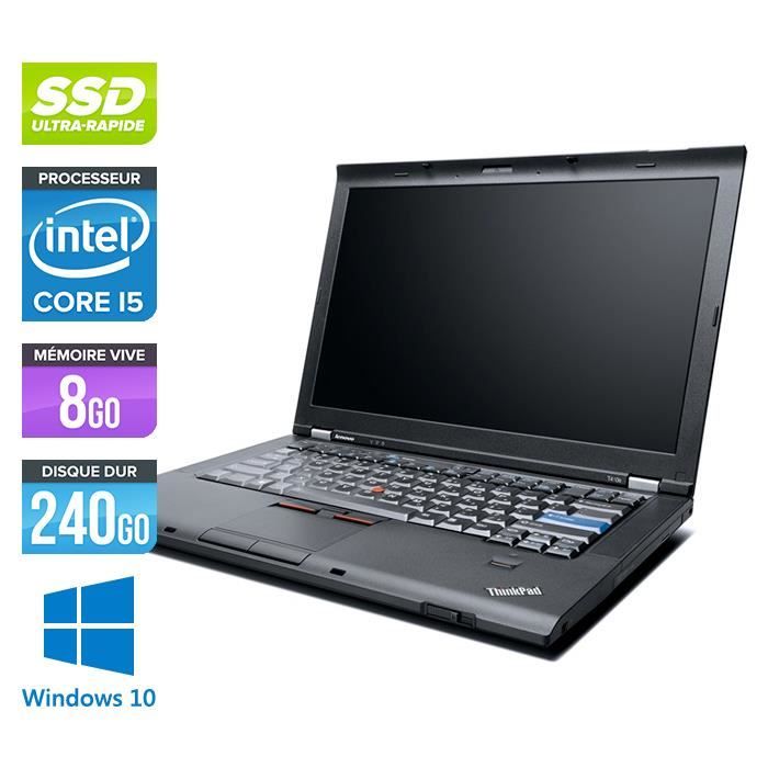 Top achat PC Portable Pc portable Lenovo T410 - Core i5 - 8Go -240Go SSD -Windows 10 pas cher