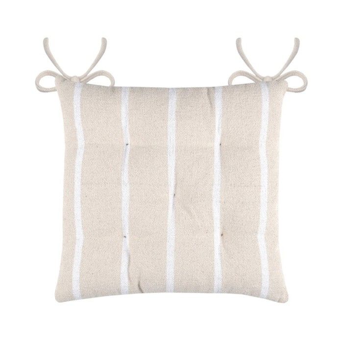 Lot de 4 galettes de chaise 5 points 40x40 St Trop blanc coton Lot de 4 galettes de chaise 5 points 40x40 St Trop blanc coton
