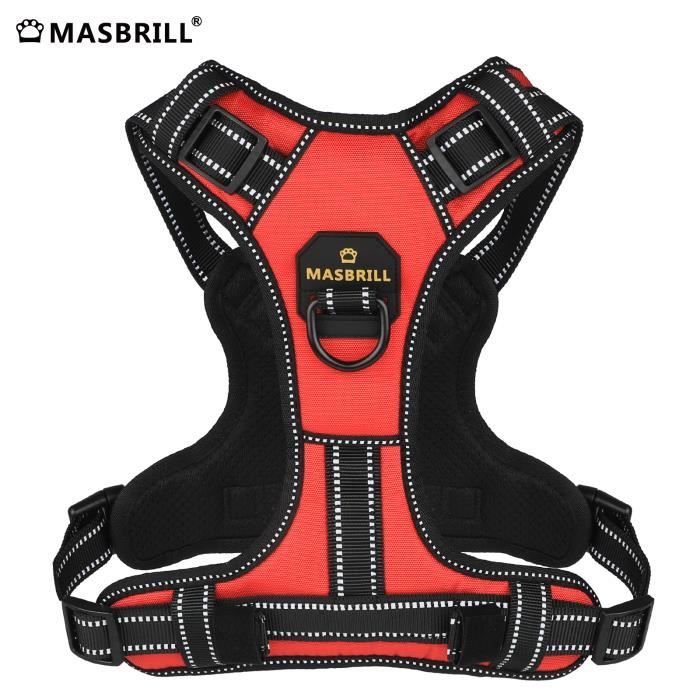 Comparer les prix de Harnais de Chien Anti Traction - MASBRILL - Rouge - Taille L - Confortable et Réfléchissant
