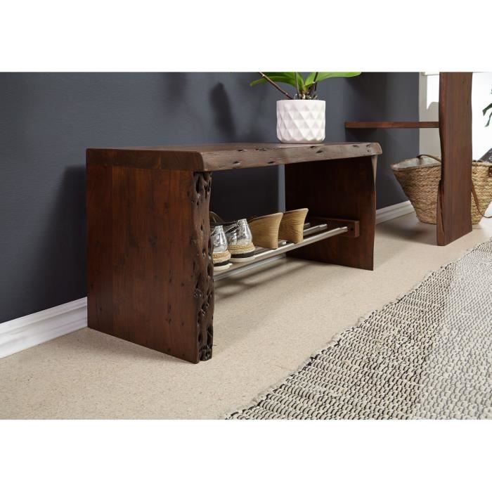 Banc dentrée - Bois massif dacacia laqué (Brun) - PURE EDGE 816
