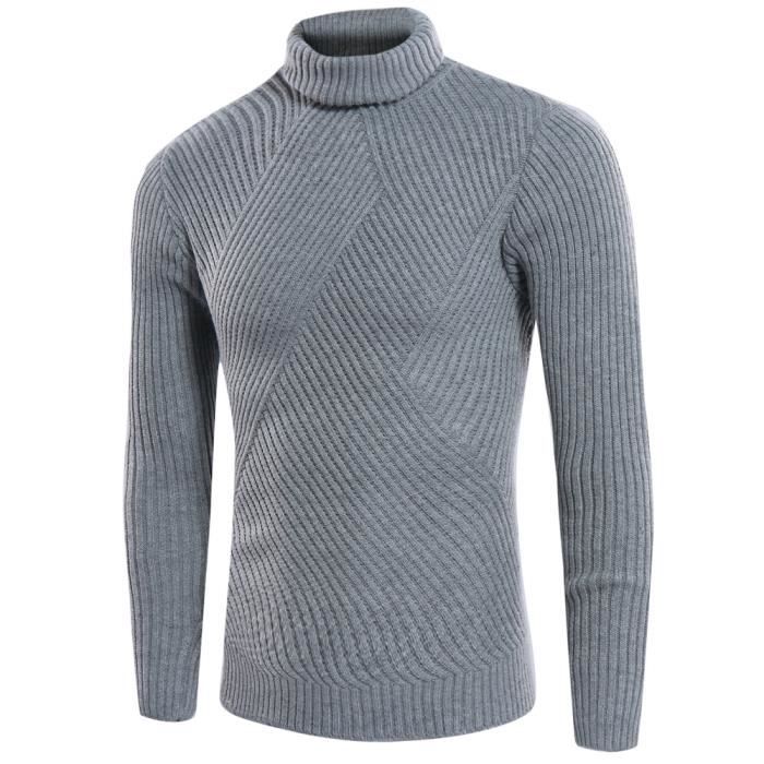 Pull Col Roulé Homme Hiver - Maille Fine Douce - Coupe Slim Fit - Chaud Et Confortable - Pour Casual Et Bureau