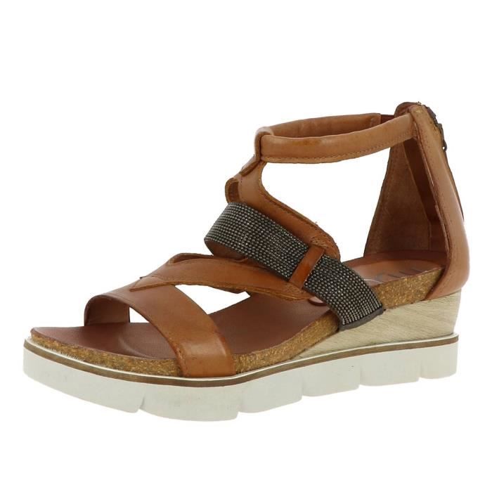 Sandales femme en cuir Mjus Padova Talon de 5 cm Marron argent