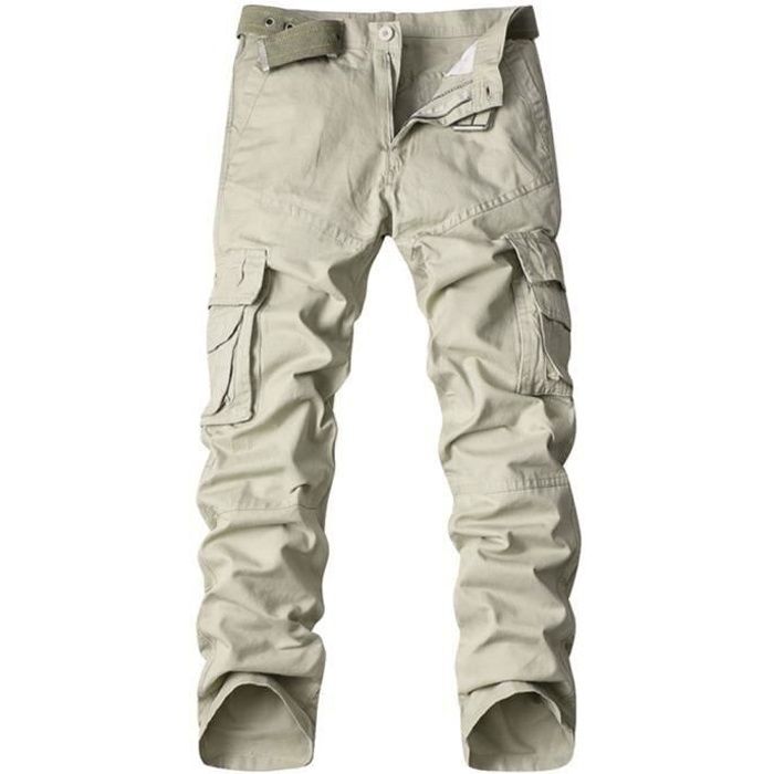 Pantalon Cargo Homme Slim Fit - Coton élastique, Taille à Cordon, Multipoches, Pour Travail Et Loisirs