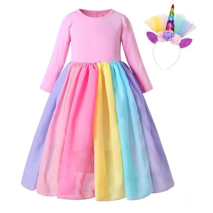 Princesse bonbons robe pour fille sucette Prium carnaval fête vêtements  enfants Cosplay fantaisie arc-en-ciel licorne Costume tenues 3-10Y 