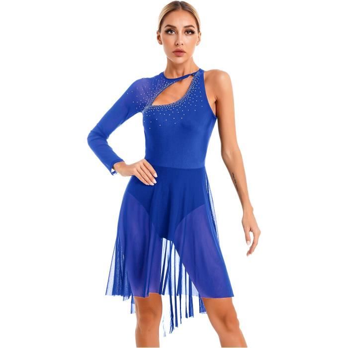 Iixpin Robe Danse Patinage Artistique Femme Une Epaule Manche