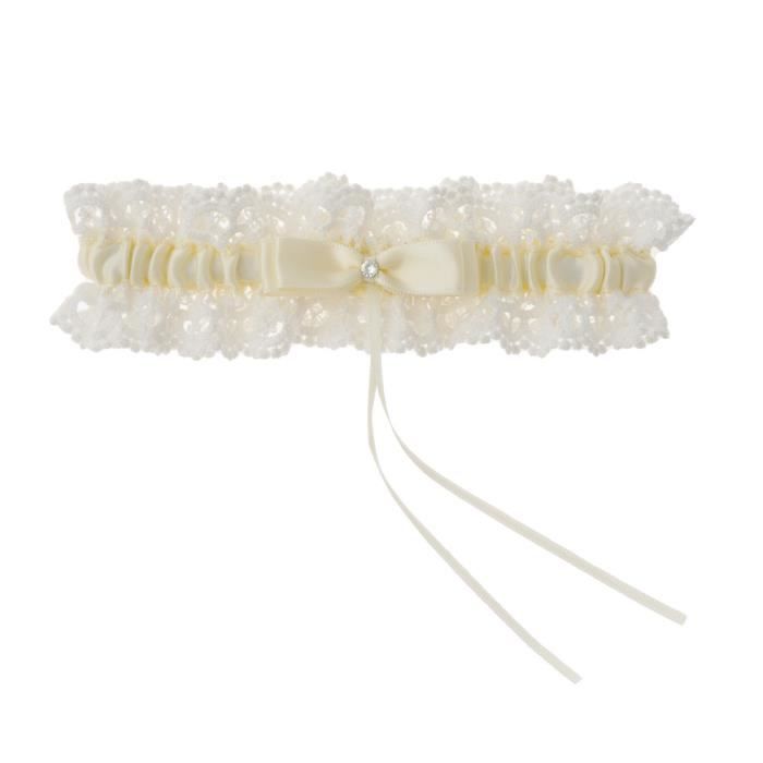 Jarretière De Mariage Ivoire En Dentelle Avec Nœud Ruban - Accessoire Élégant Pour La Mariée
